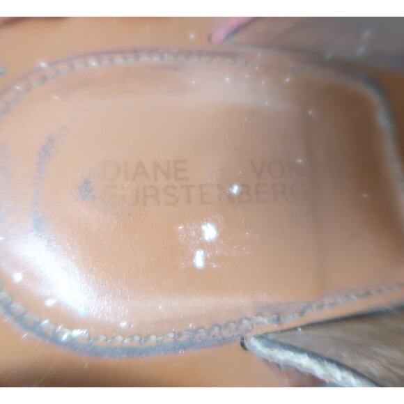 Diane Von Furstenberg Brown Snakeskin Leather Orange Suede Mule Sandals 7.5 - Picture 7 of 8